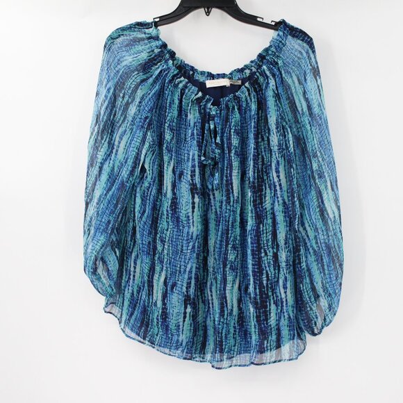 Ramy Brook Top Womens Small Silk Blouse Off the‎ Shoulder Long Sleeve lined tie - Picture 1 of 15